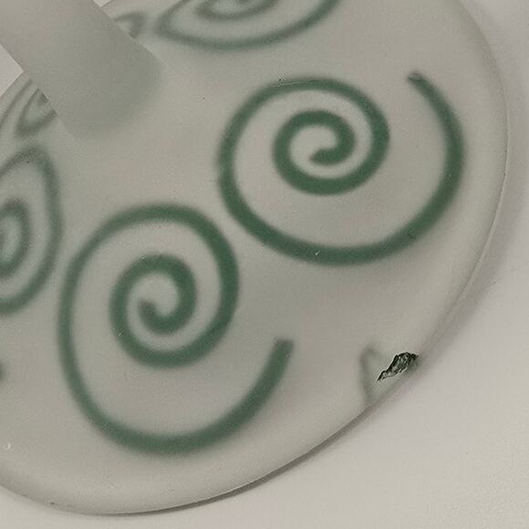 Set of 3 Green Swirl Frosted Wine Glasses with Shelf wear and Flaws See Pics - Picture 4 of 8